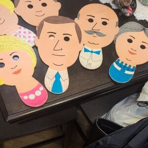 Vintage Family Face Masks Set 1970